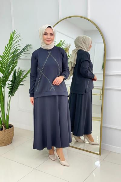 ASMİN ETEKLİ TAKIM - ANTRASİT